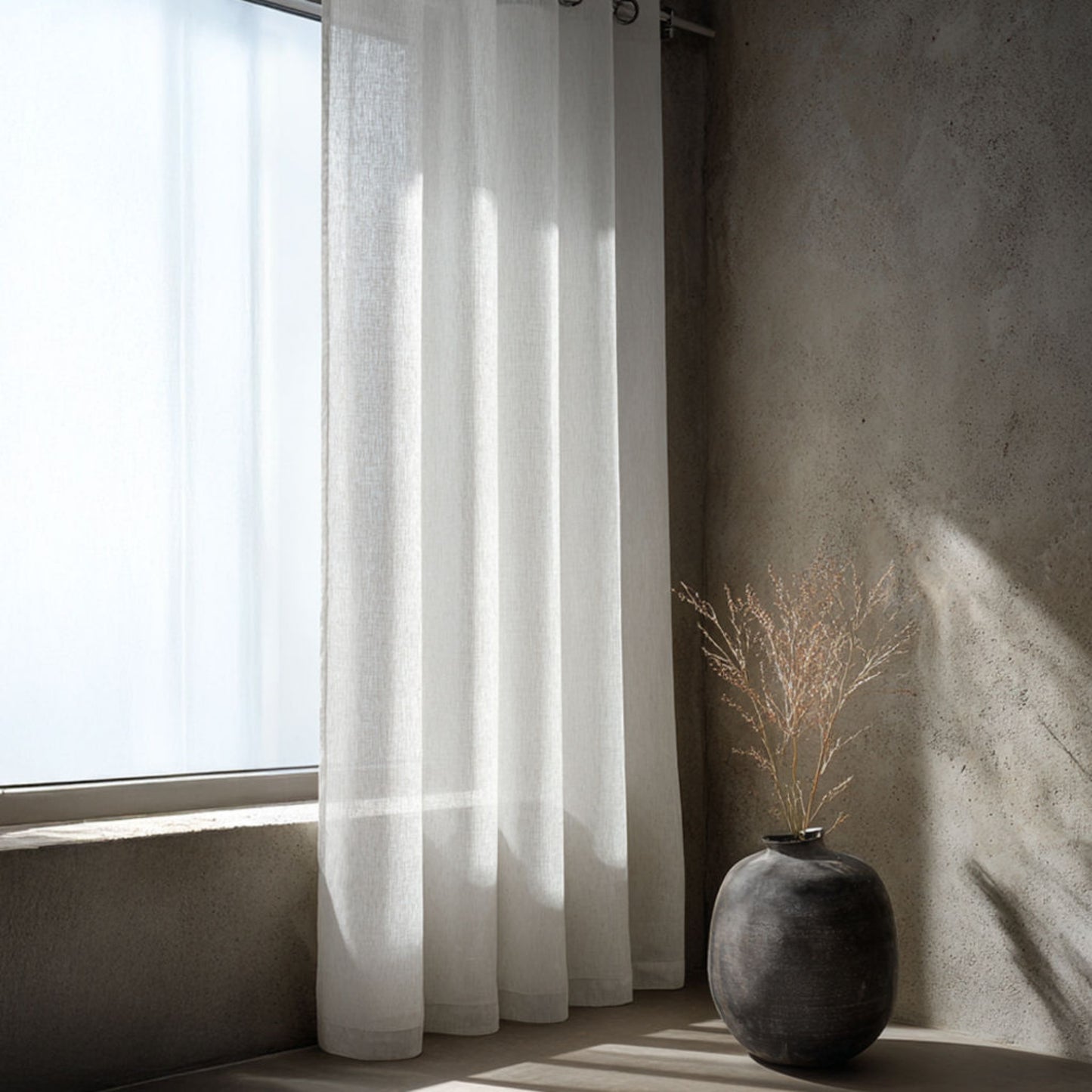 Premium Palma Chalk Sheer Eyelet Curtain