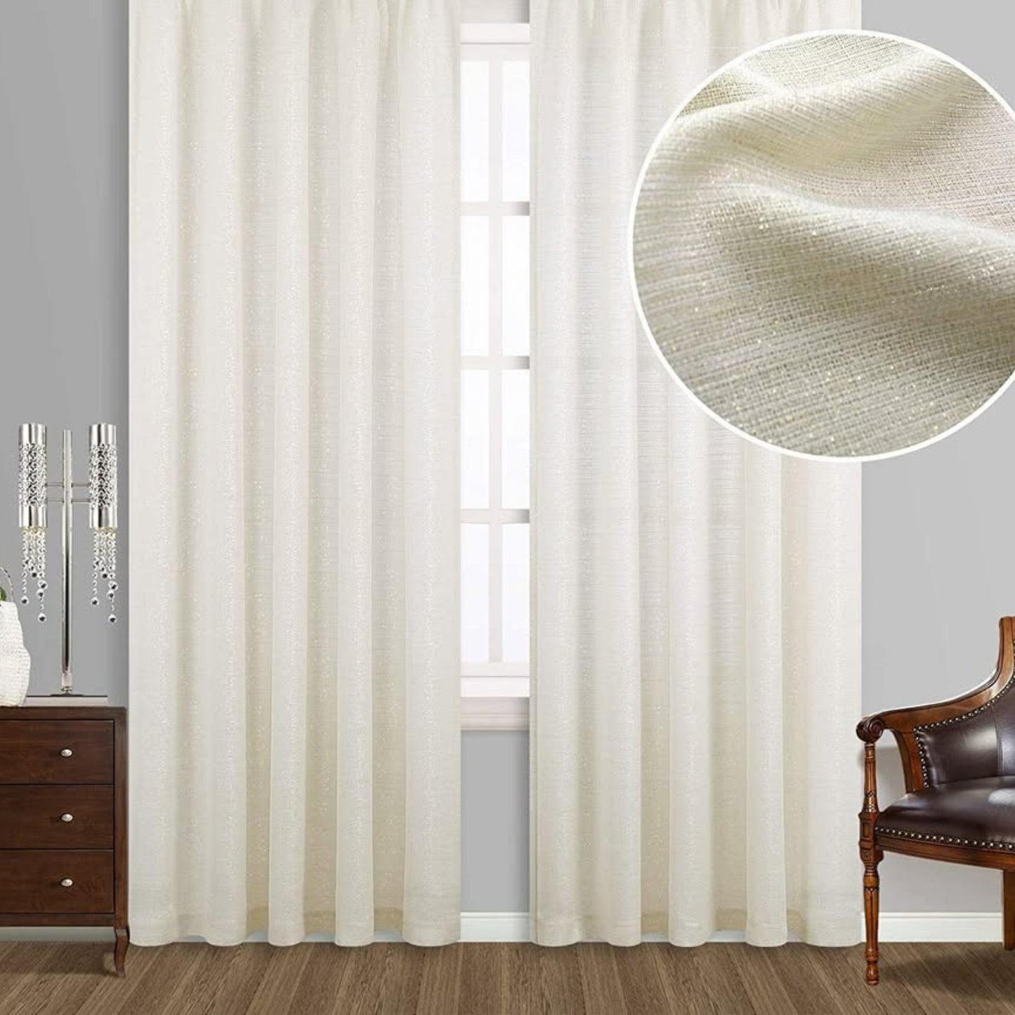 Cream & Gold Light Filtering Eyelet Curtain