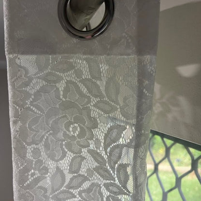 White Floral Sheer Eyelet Curtain