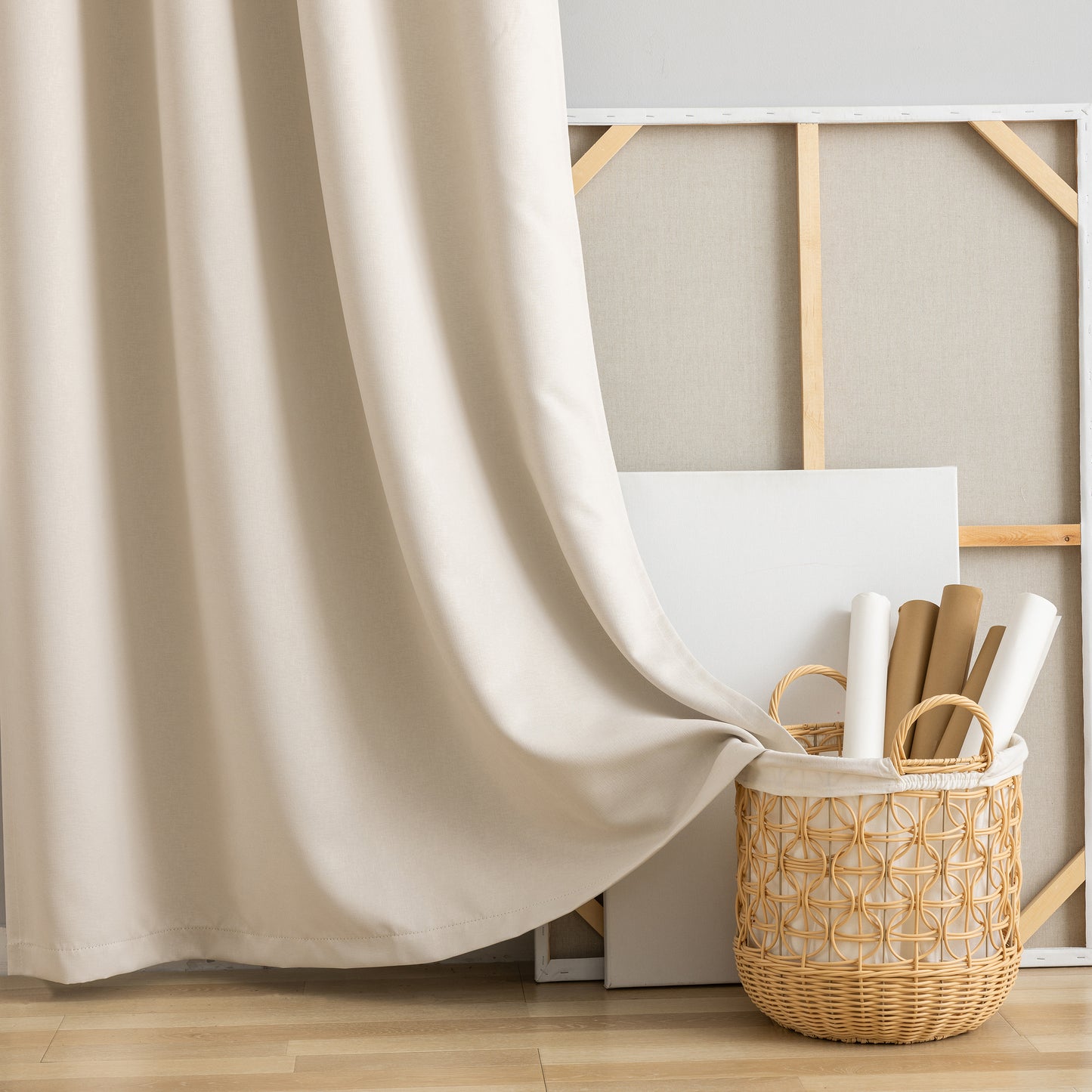 Beige Pattern Eyelet Curtain