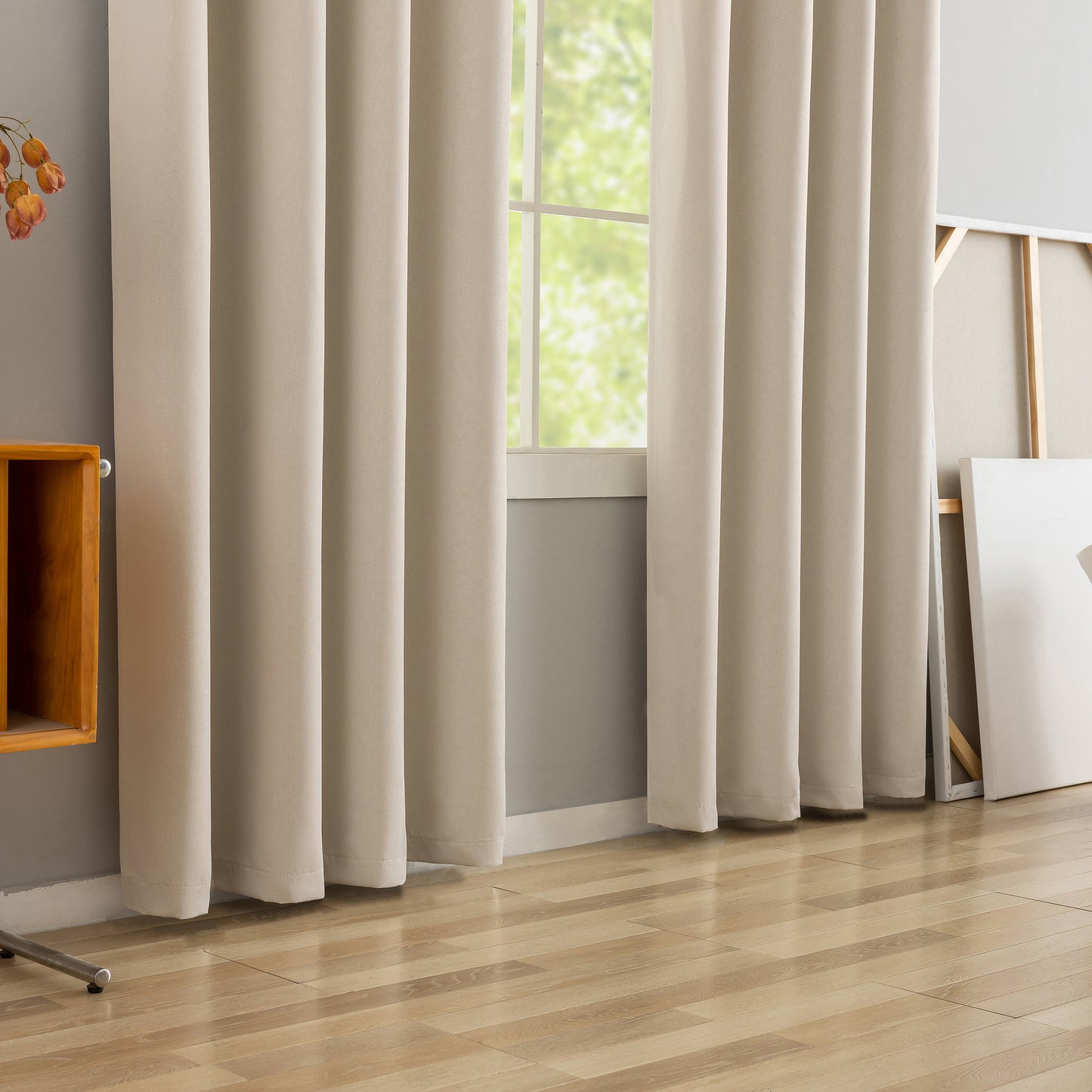 Beige Pattern Eyelet Curtain