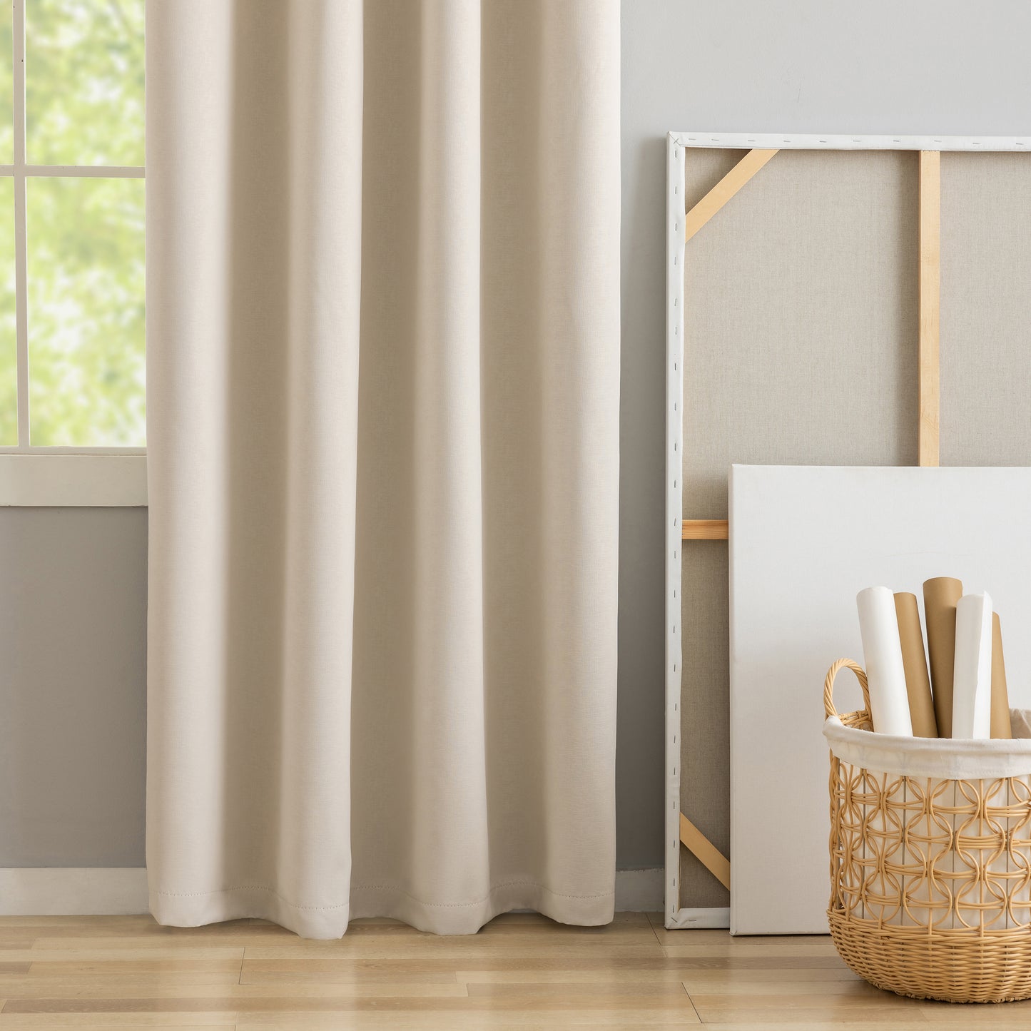 Beige Pattern Eyelet Curtain