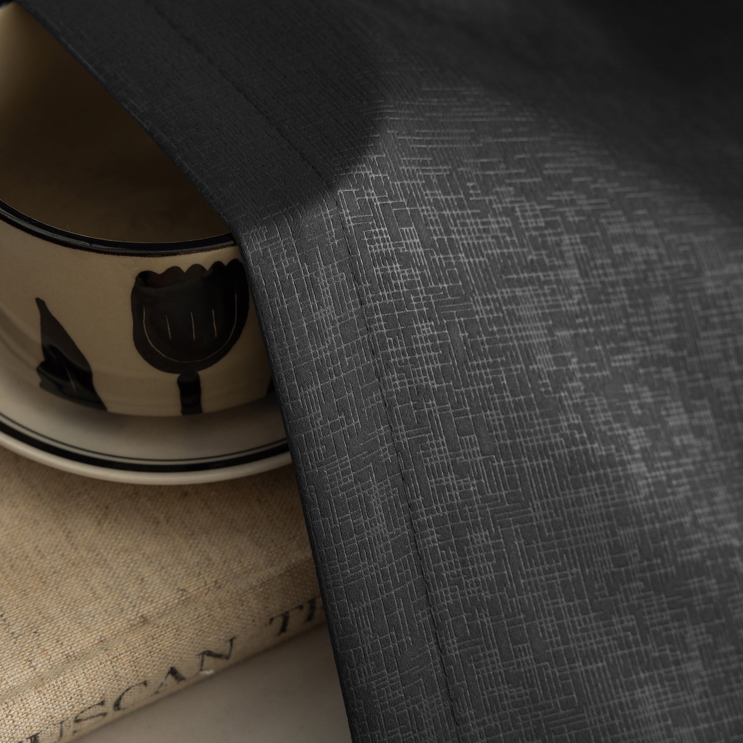 Black Pattern Eyelet Curtain