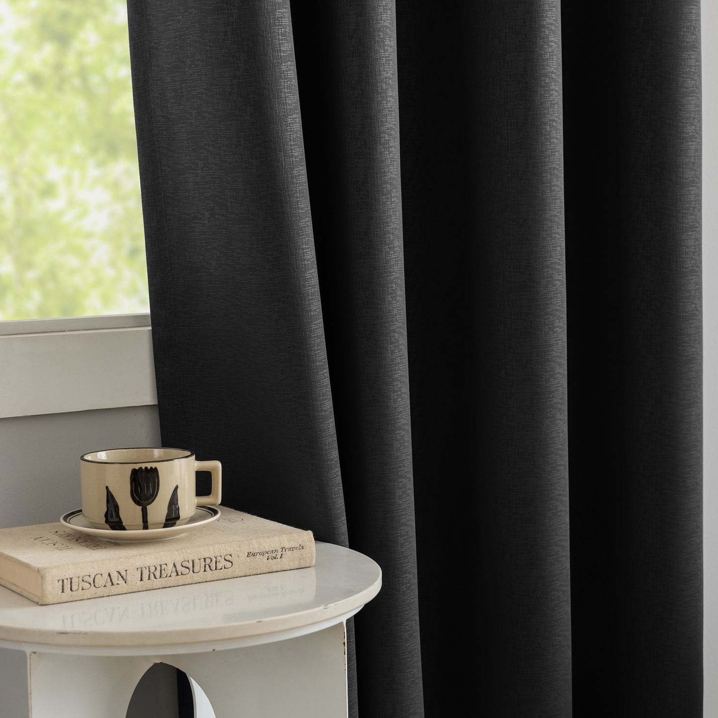 Black Pattern Eyelet Curtain