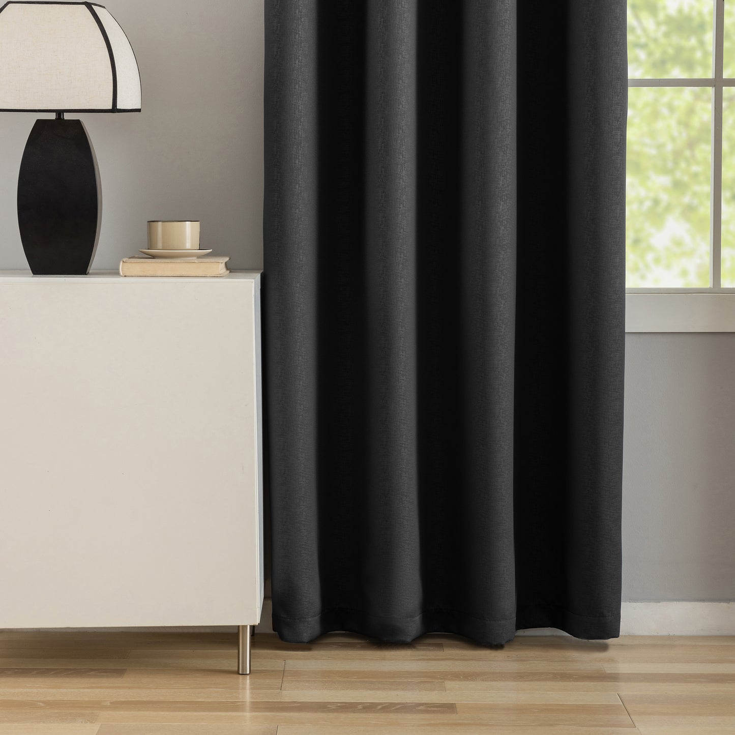 Black Pattern Eyelet Curtain