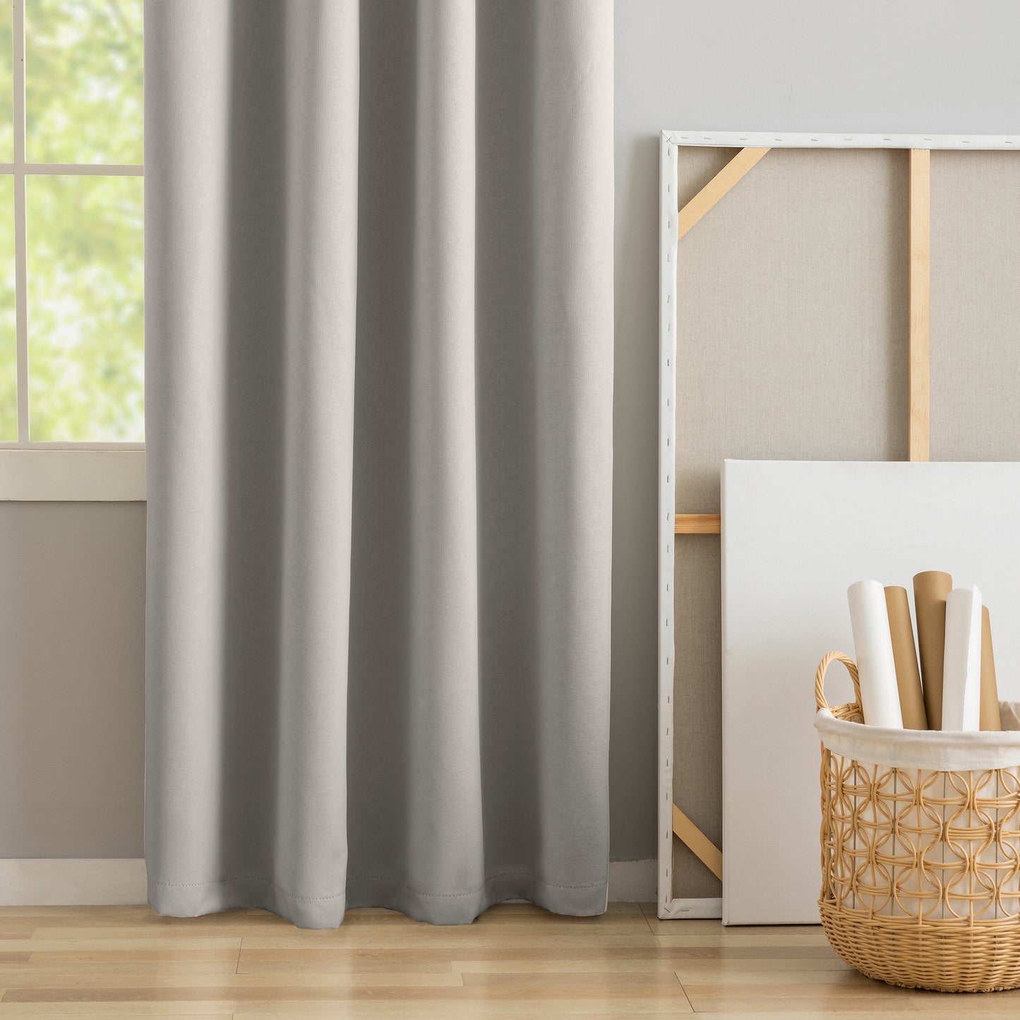 Grey Pattern Eyelet Curtain