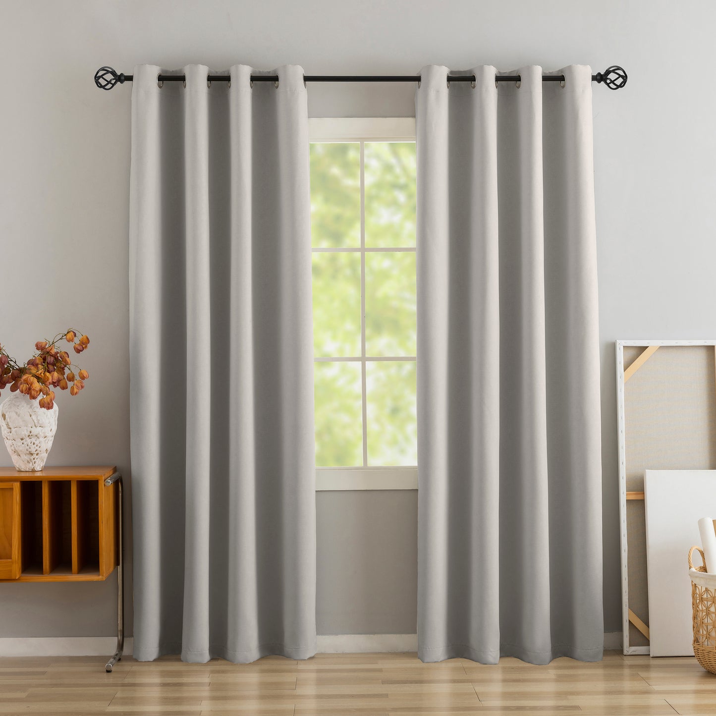 Grey Pattern Eyelet Curtain