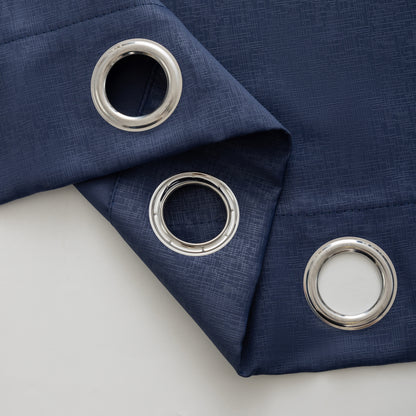 Navy Pattern Eyelet Curtain