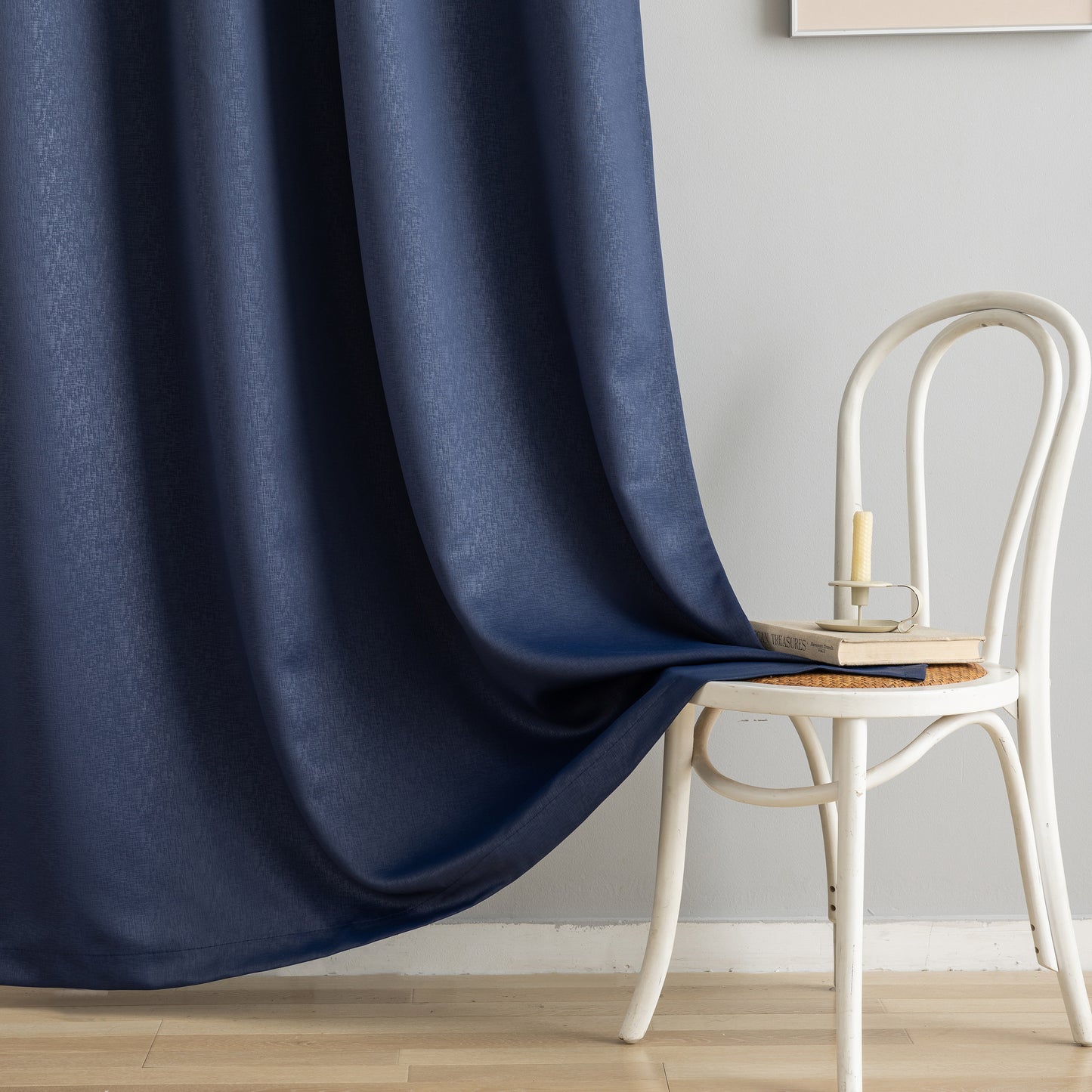 Navy Pattern Eyelet Curtain