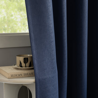 Navy Pattern Eyelet Curtain