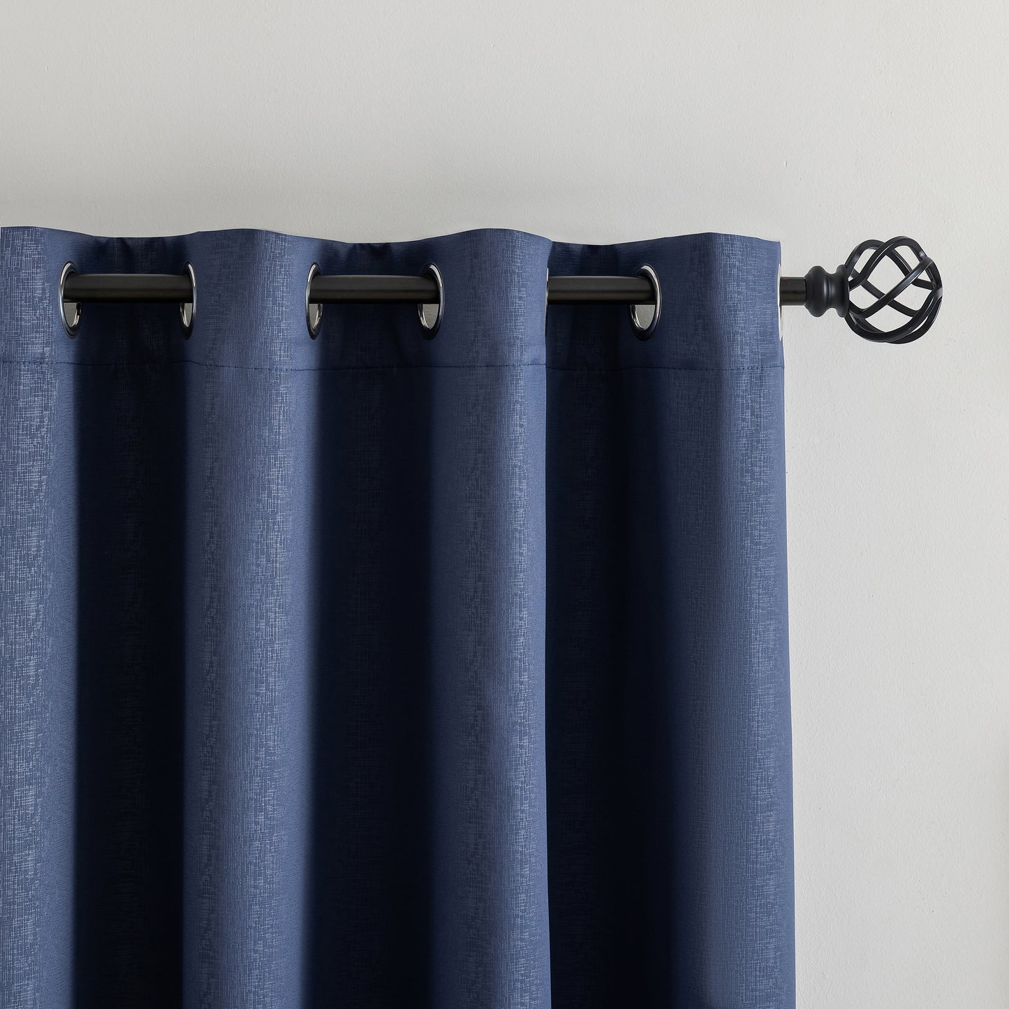 Navy Pattern Eyelet Curtain