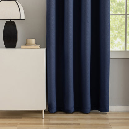 Navy Pattern Eyelet Curtain