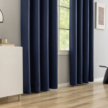 Navy Pattern Eyelet Curtain