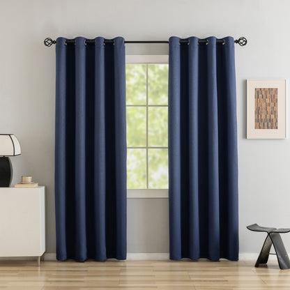 Navy Pattern Eyelet Curtain