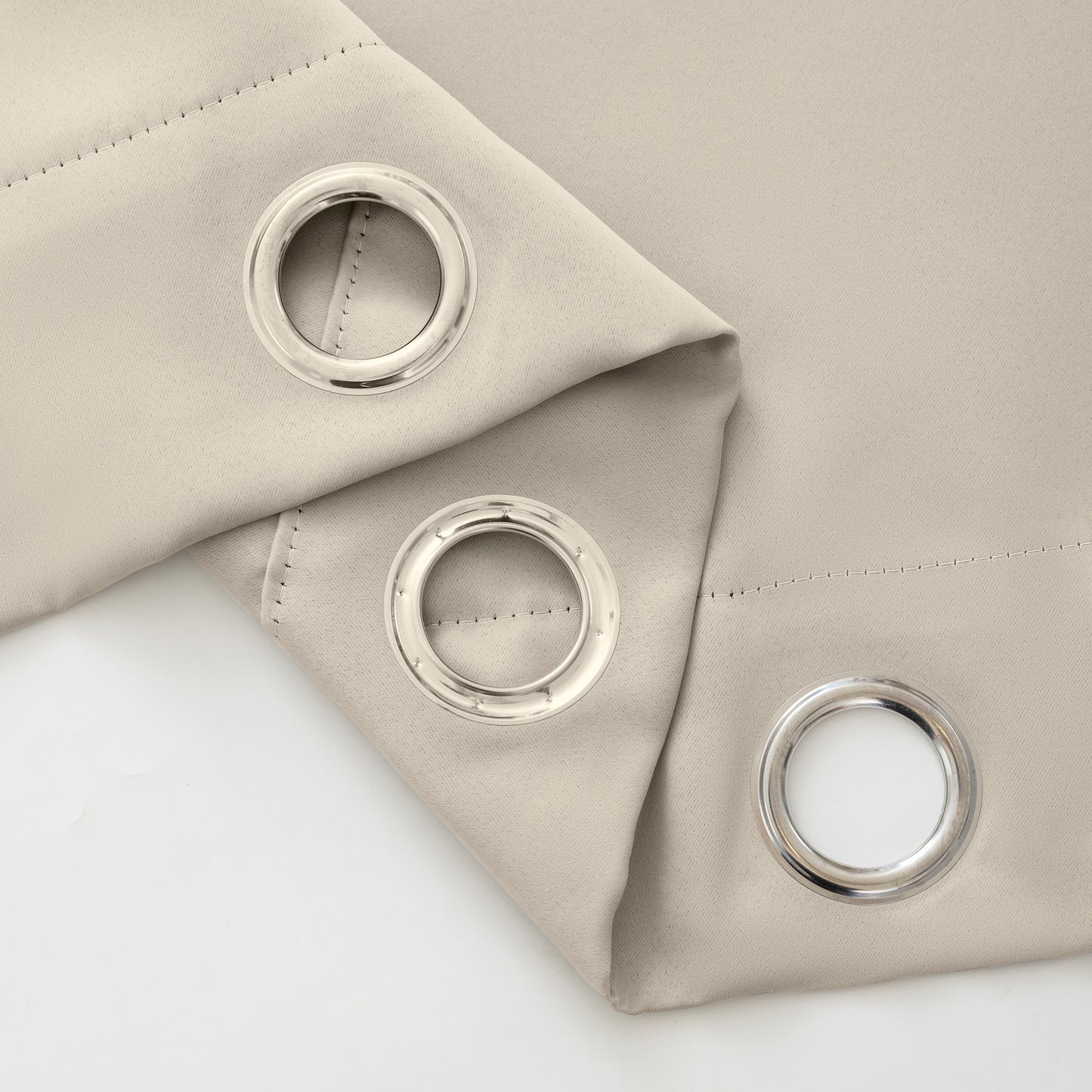 Beige Plain Eyelet Curtain