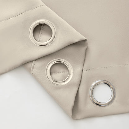 Beige Plain Eyelet Curtain