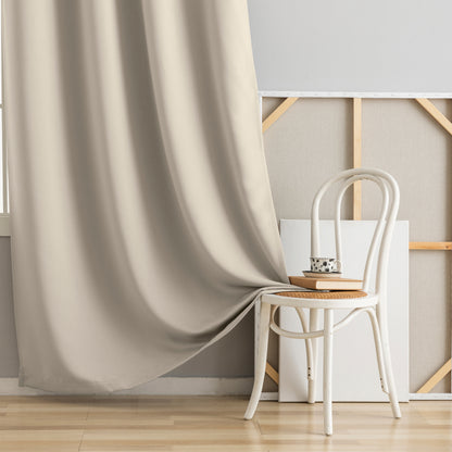 Beige Plain Eyelet Curtain