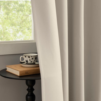 Beige Plain Eyelet Curtain