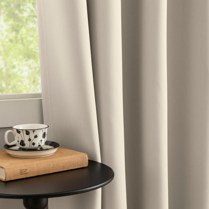Beige Plain Eyelet Curtain