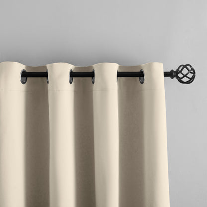 Beige Plain Eyelet Curtain