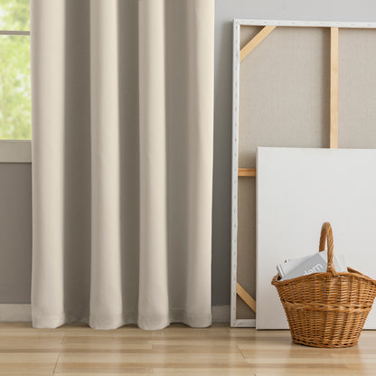 Beige Plain Eyelet Curtain