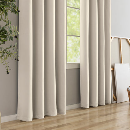 Beige Plain Eyelet Curtain