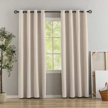 Beige Plain Eyelet Curtain