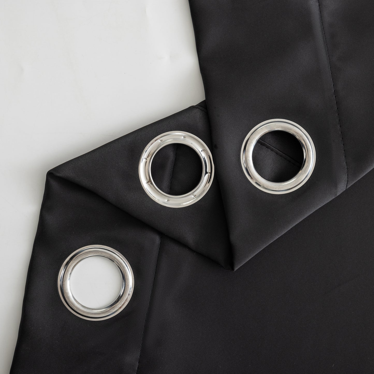 Black Plain Eyelet Curtain