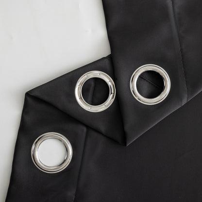 Black Plain Eyelet Curtain