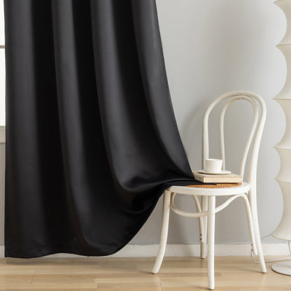 Black Plain Eyelet Curtain