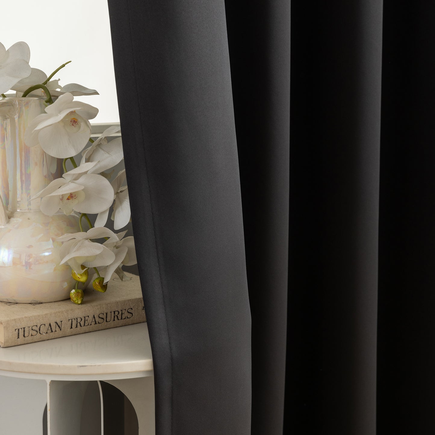 Black Plain Eyelet Curtain