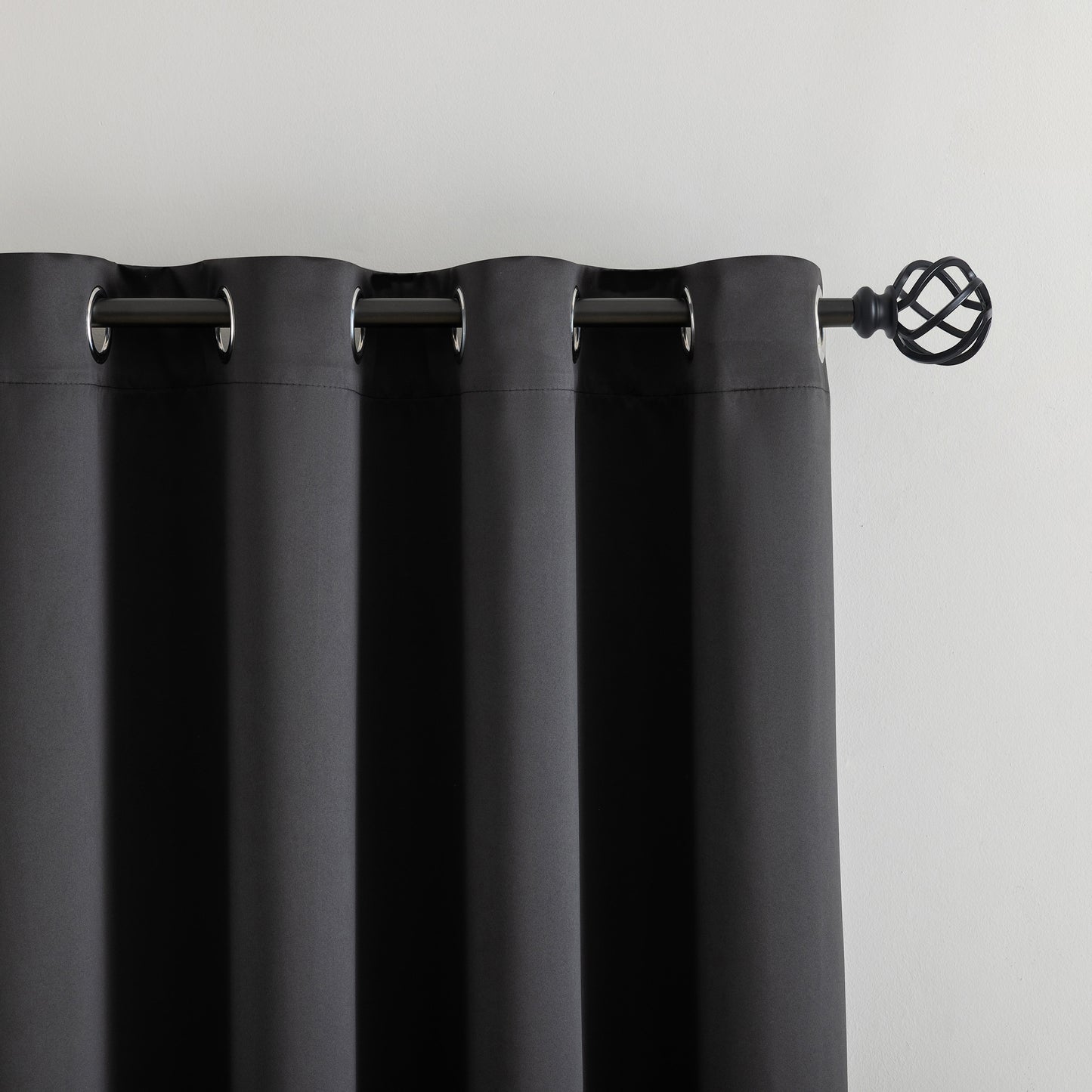 Black Plain Eyelet Curtain