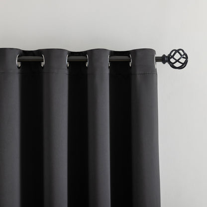 Black Plain Eyelet Curtain