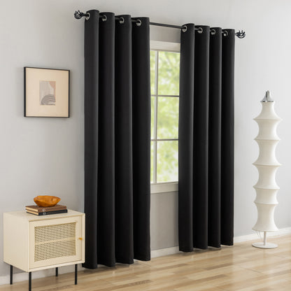 Black Plain Eyelet Curtain
