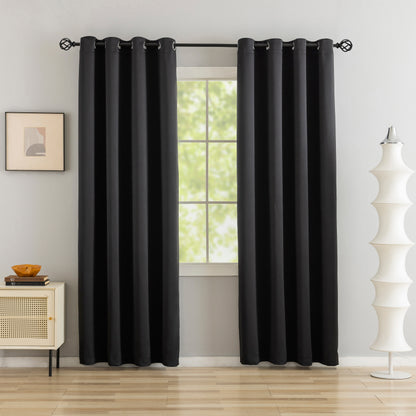 Black Plain Eyelet Curtain