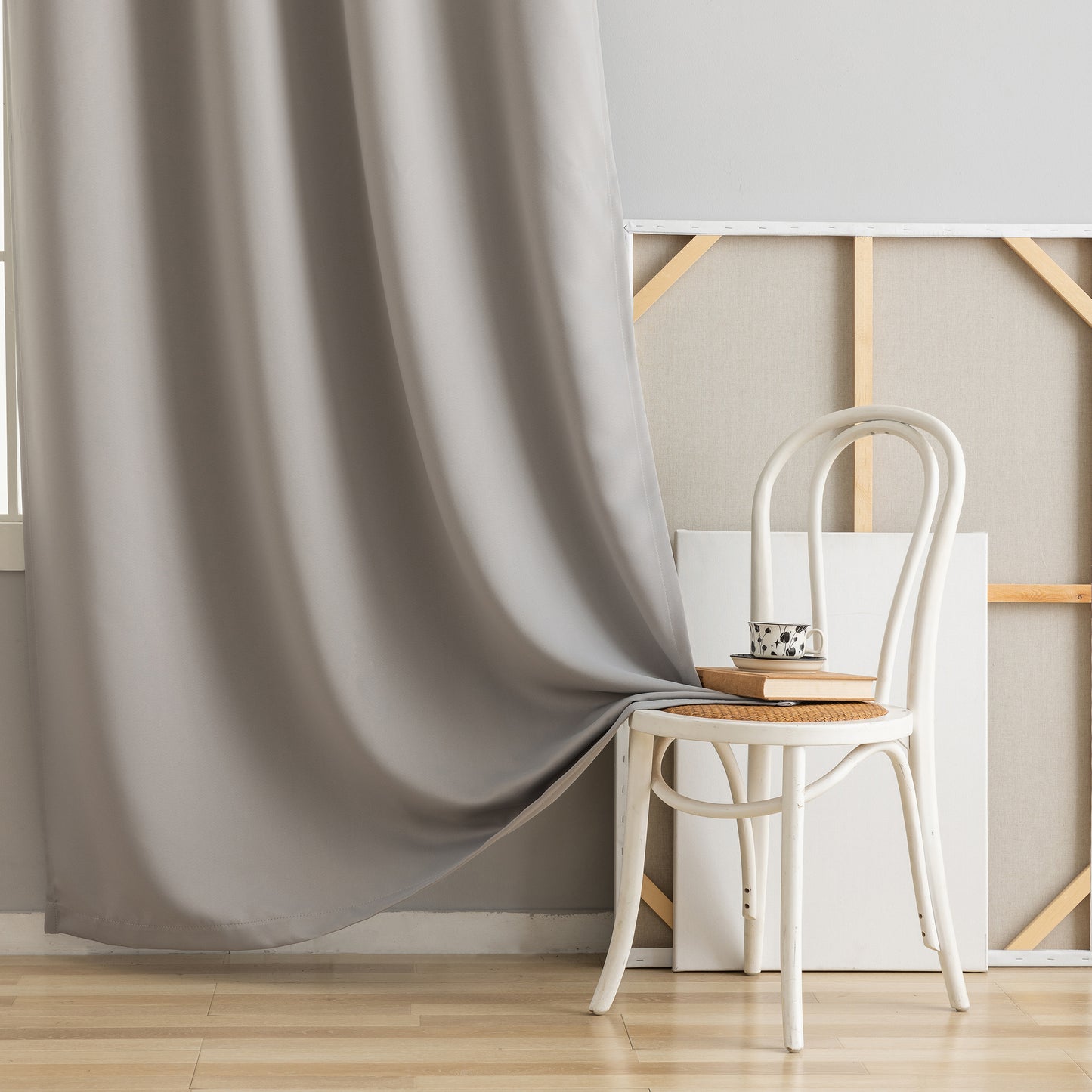 Grey Plain Eyelet Curtain