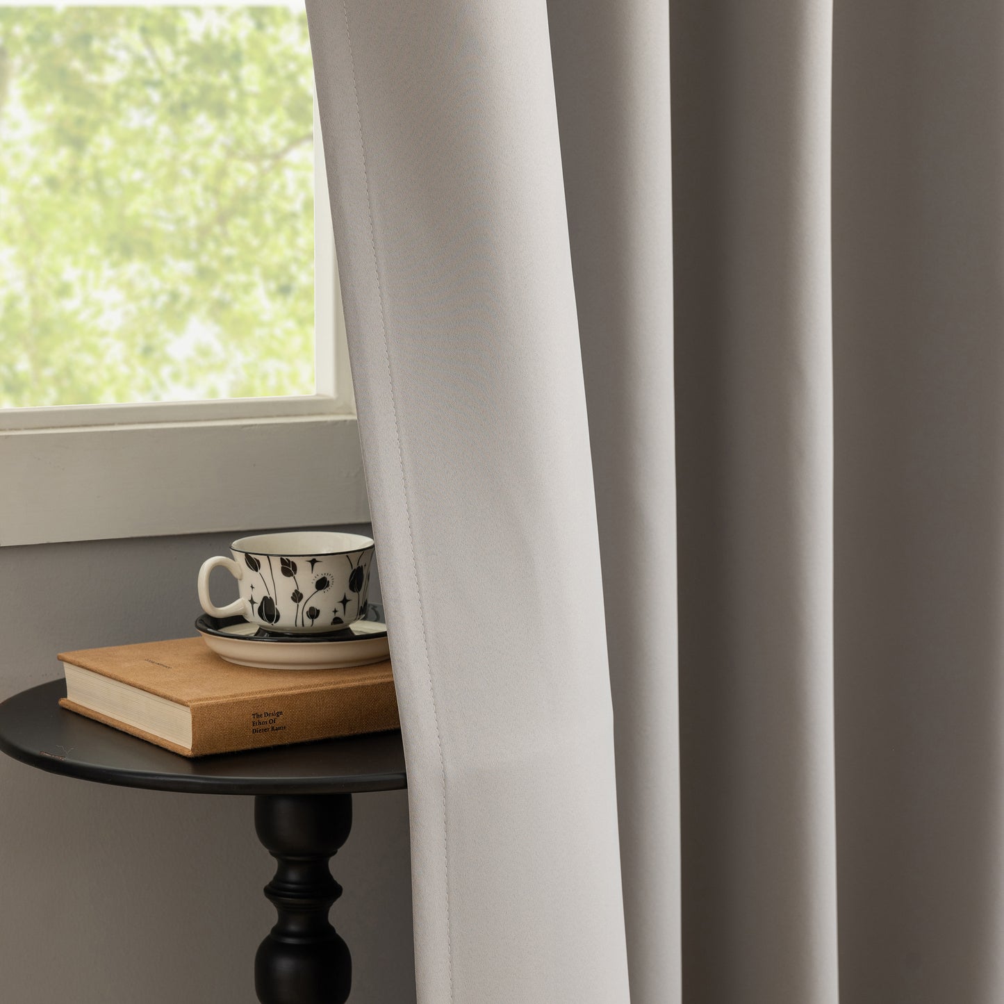 Grey Plain Eyelet Curtain
