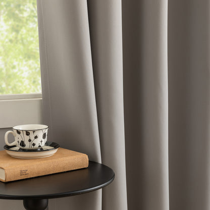 Grey Plain Eyelet Curtain