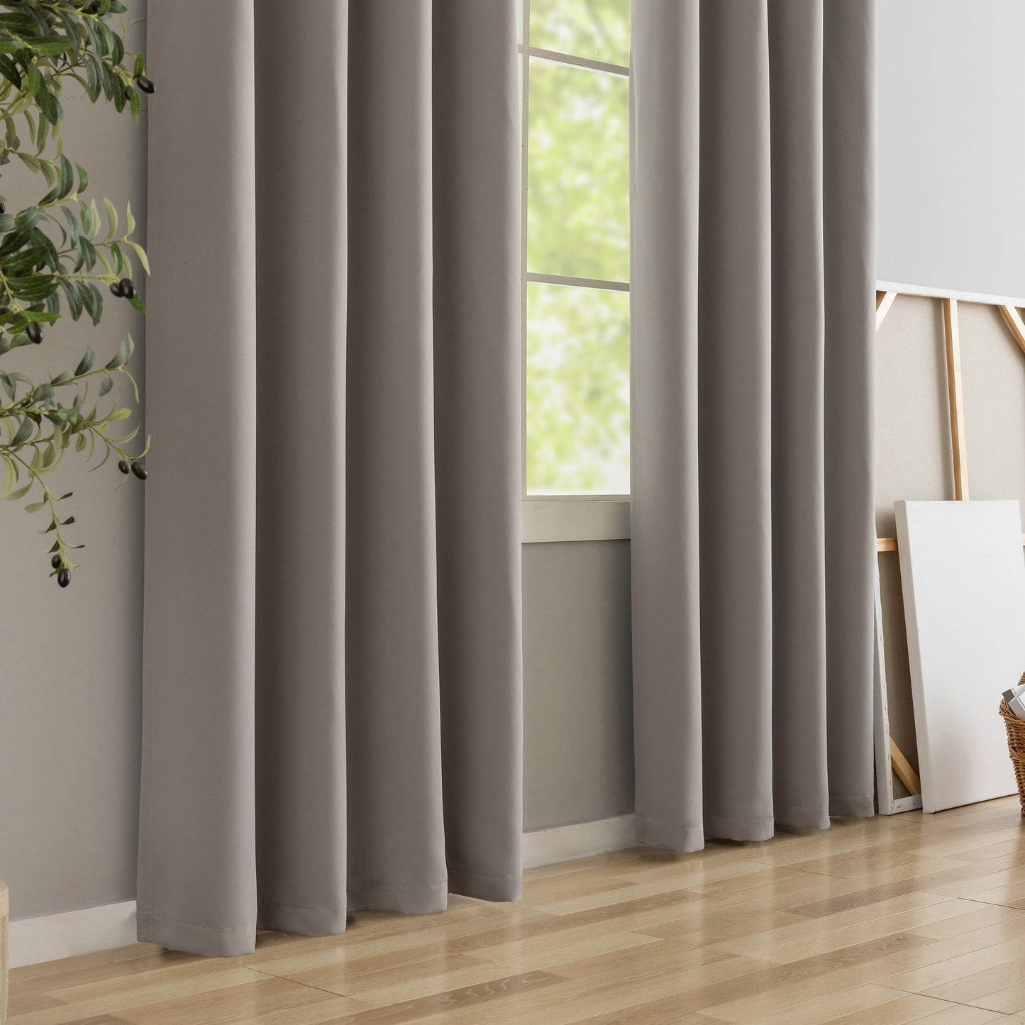 Grey Plain Eyelet Curtain