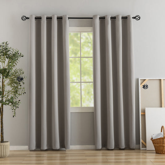 Grey Plain Eyelet Curtain