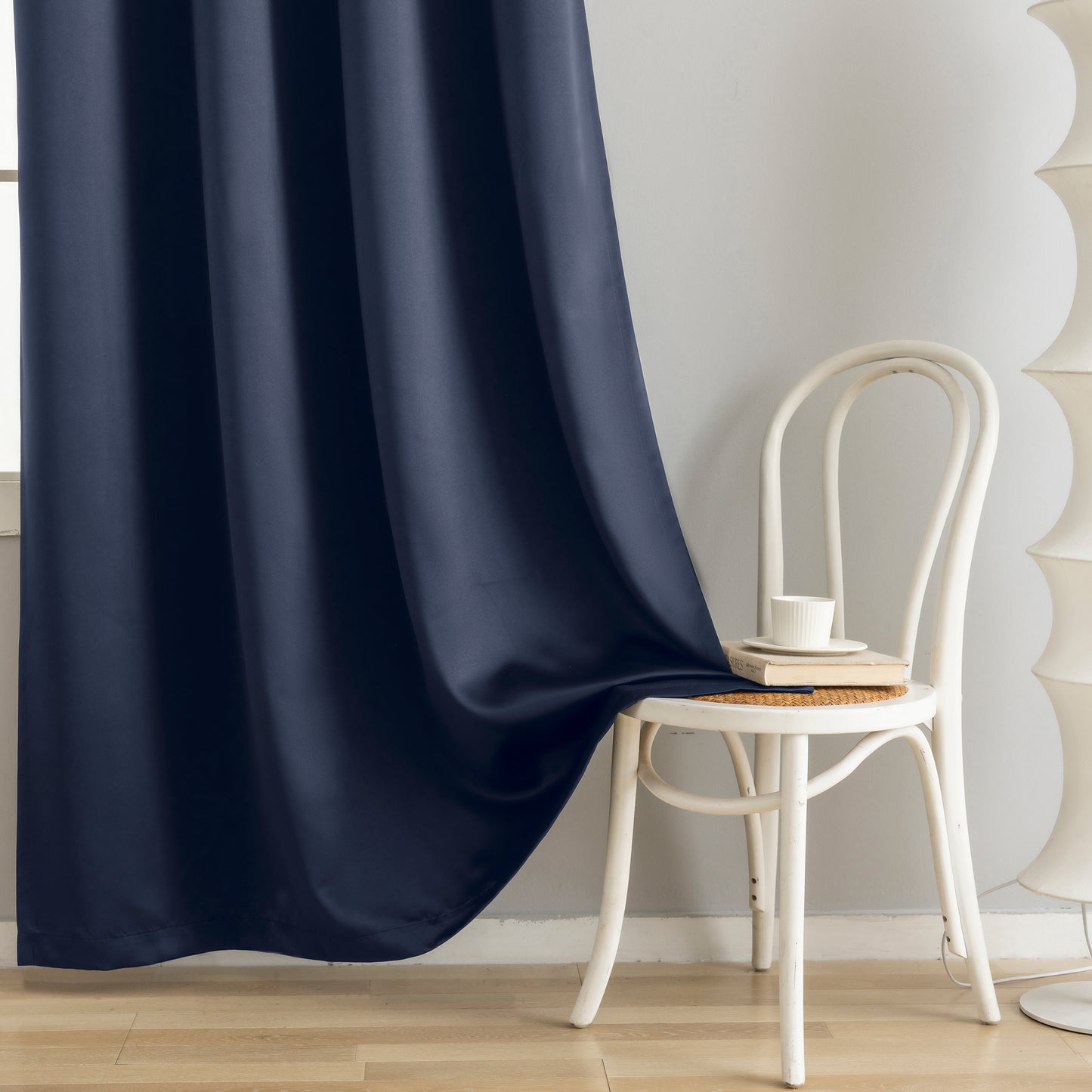 Navy Blue Plain Eyelet Curtain