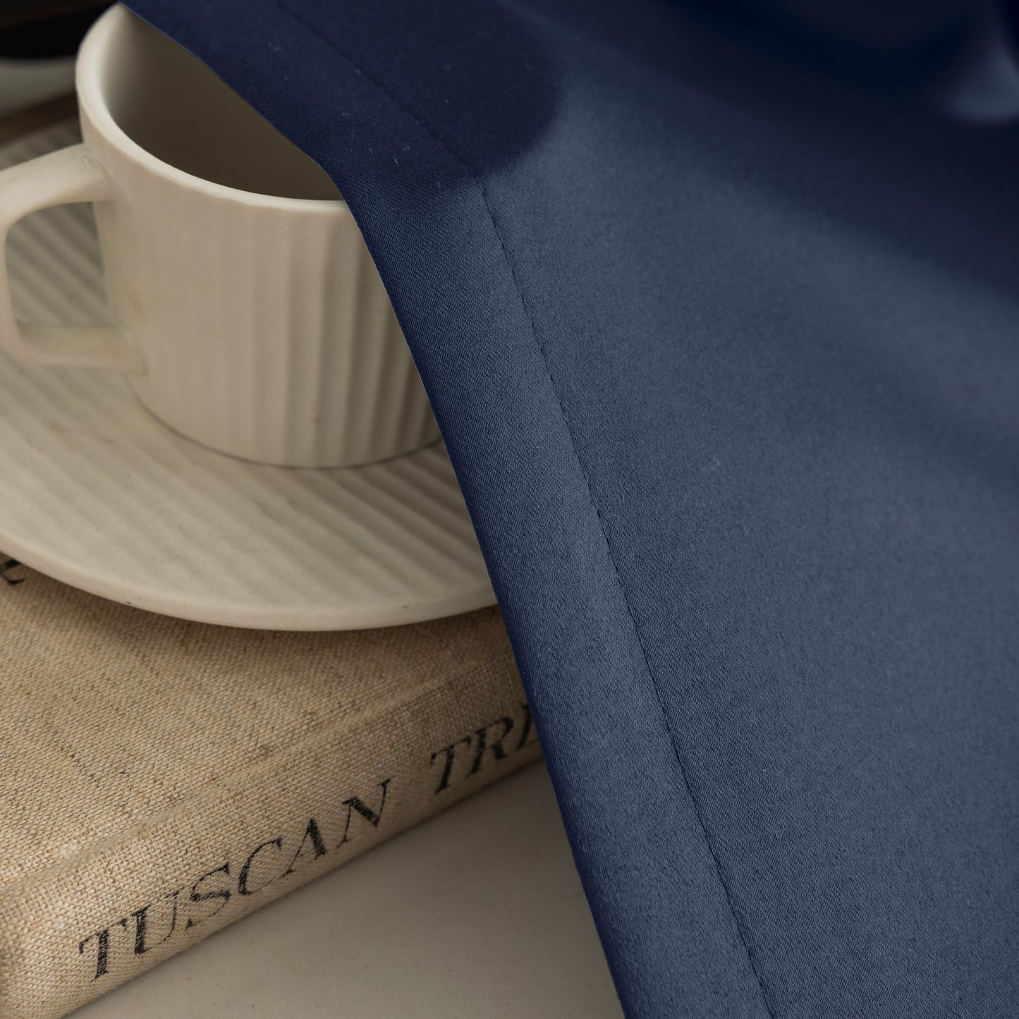 Navy Blue Plain Eyelet Curtain