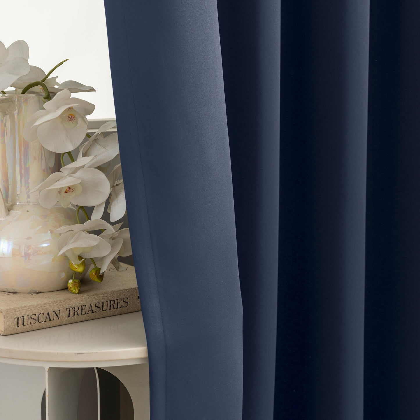 Navy Blue Plain Eyelet Curtain