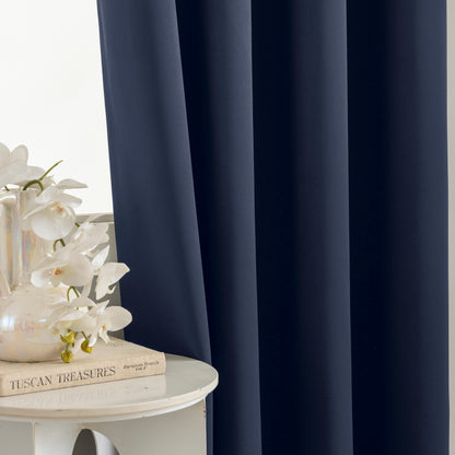 Navy Blue Plain Eyelet Curtain