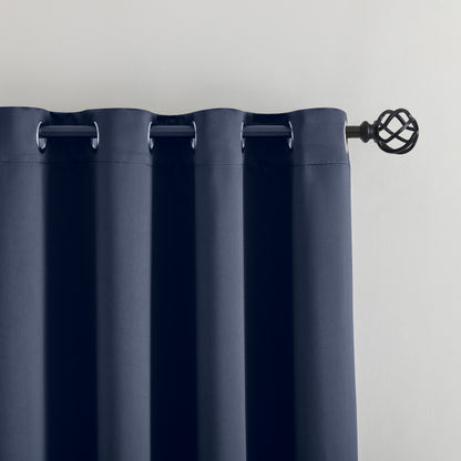 Navy Blue Plain Eyelet Curtain