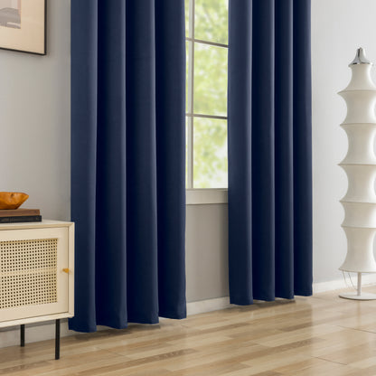 Navy Blue Plain Eyelet Curtain
