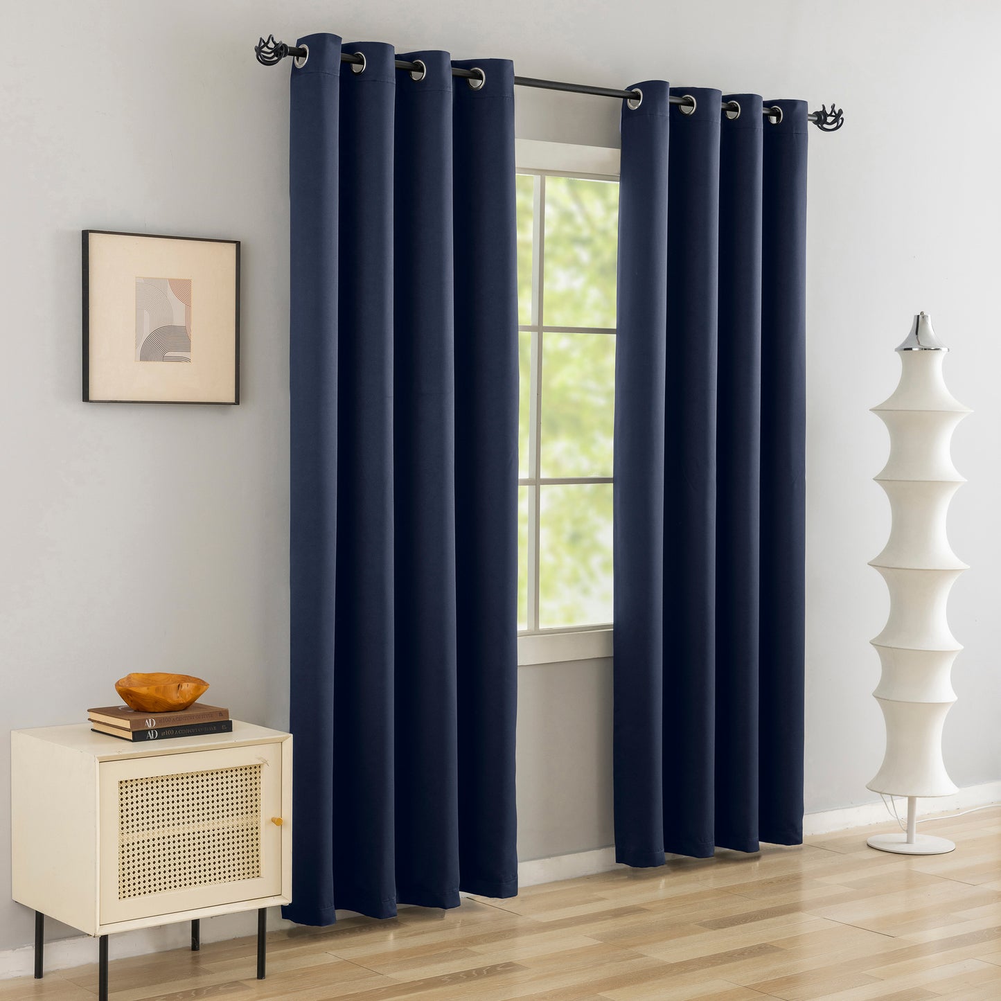 Navy Blue Plain Eyelet Curtain