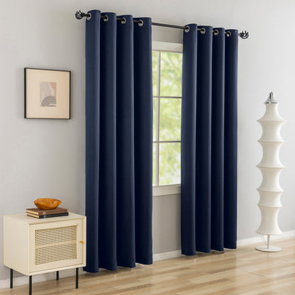 Navy Blue Plain Eyelet Curtain