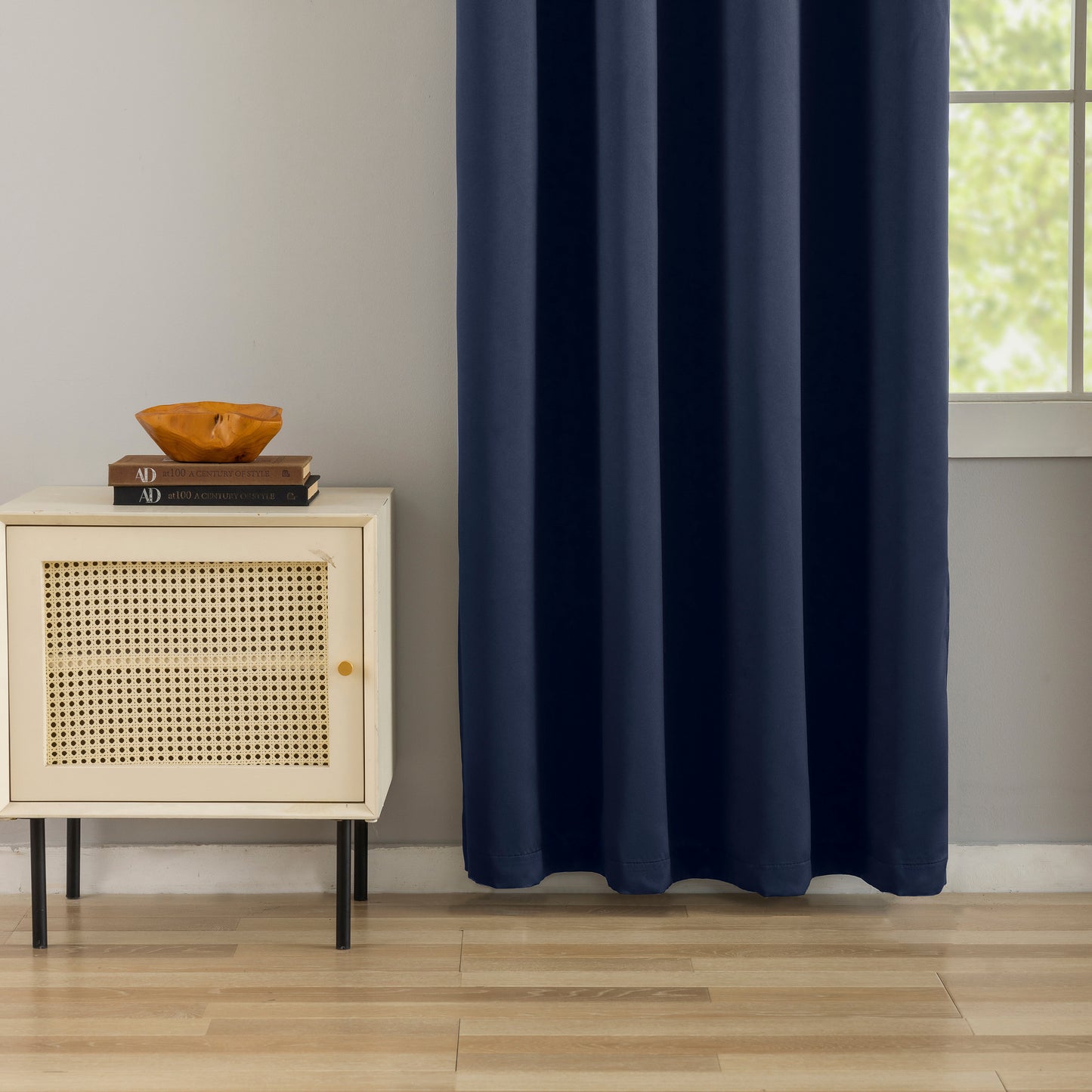 Navy Blue Plain Eyelet Curtain