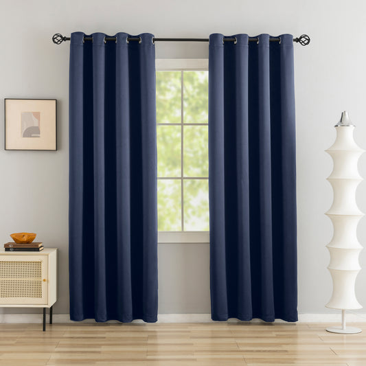 Navy Blue Plain Eyelet Curtain